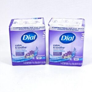 2 Pack Dial Calm & Soothe Antibacterial Bar Soap Lavender & Jasmine Scent 6 Bars